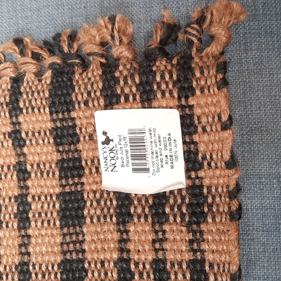 Placemat Tablemat Woven Jute Black Tan 12" x 19 " Pet Bowl Mat - Picture 5 of 5